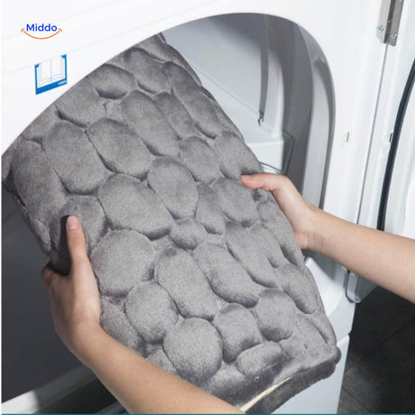 Durable anti-slip bath mat that is machine washable for easy cleaning and maintenance.