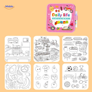 Water coloring pages with everyday life scenes for creative kids play.
