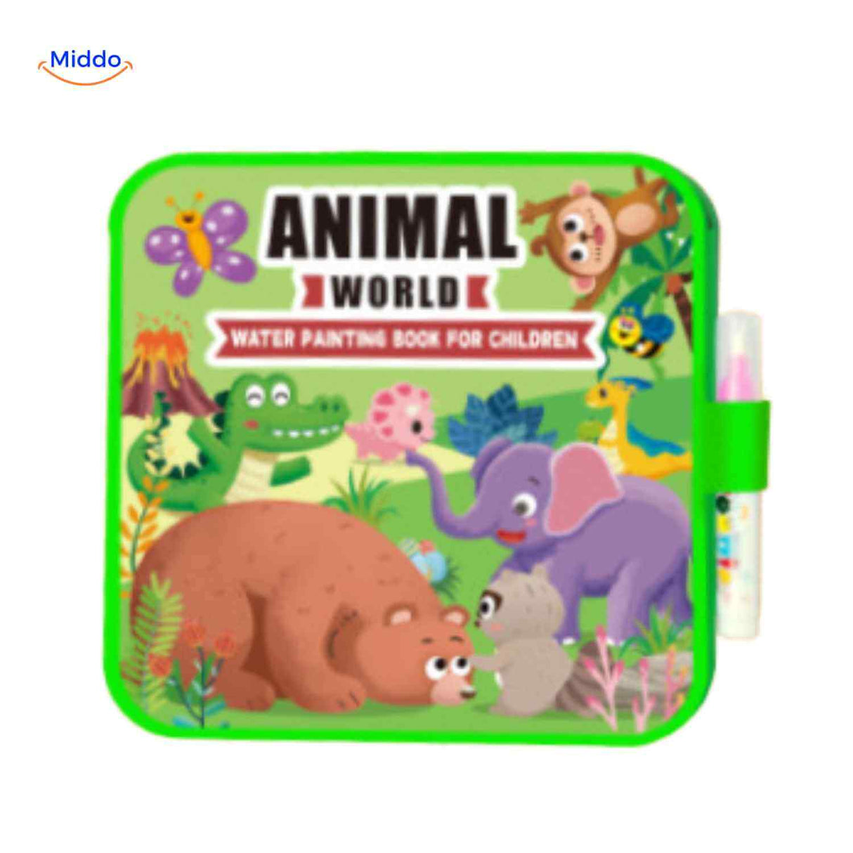 Reusable water coloring book with jungle and forest animals for kids.