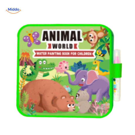 Reusable water coloring book with jungle and forest animals for kids.