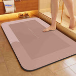 Brown quick-dry non-slip bath mat featuring water-absorbing microfiber.