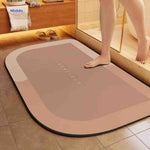 Flipped brown rectangle bath mat displays non-slip rubber foundation.