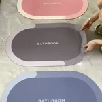 Water-absorbing bath mat shapes and colors showcasing performance features.