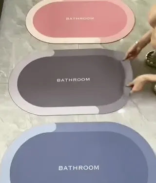 Water-absorbing bath mat shapes and colors showcasing performance features.
