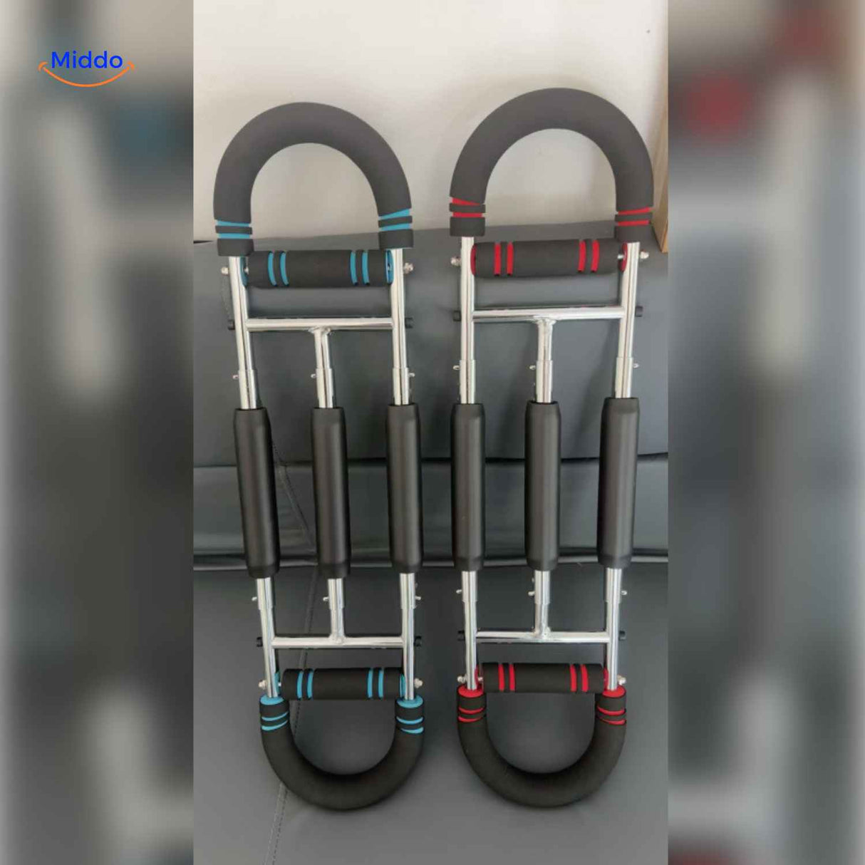 Duo arm trainer set with comfort foam grips for paired workouts.