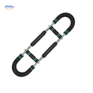 Arm muscle training device featuring premium foam grip handles.