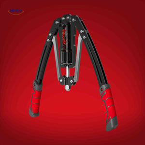 Arm trainer featuring red grip handles for comfortable training.