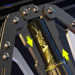 Close-up detail of adjustable resistance cylinder mechanism.