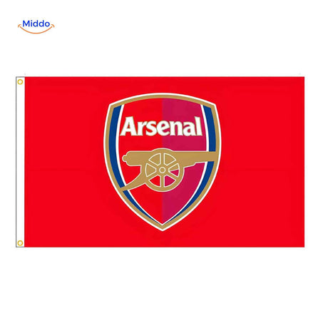 Arsenal football club flag for supporters featuring the London club logo.