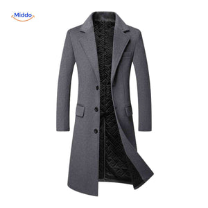 Gray wool coat interior with quilted lining for warmth and comfort.