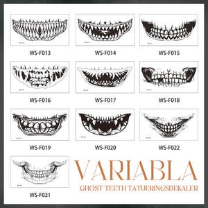 Assorted Halloween temporary tattoo designs pack featuring various horror effects.