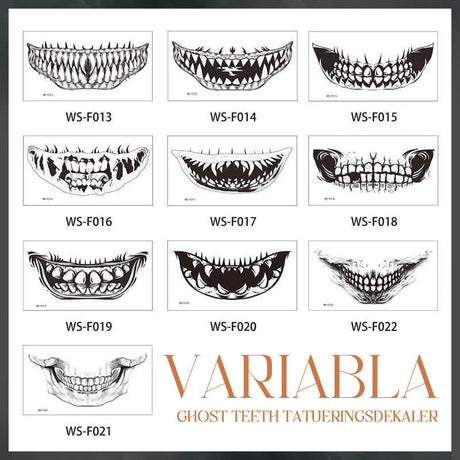 Assorted Halloween temporary tattoo designs pack featuring various horror effects.