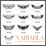 Assorted Halloween temporary tattoo designs pack featuring various horror effects.