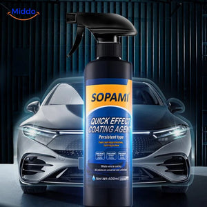 Vehicle paint protection spray providing fast and easy coating for cars.