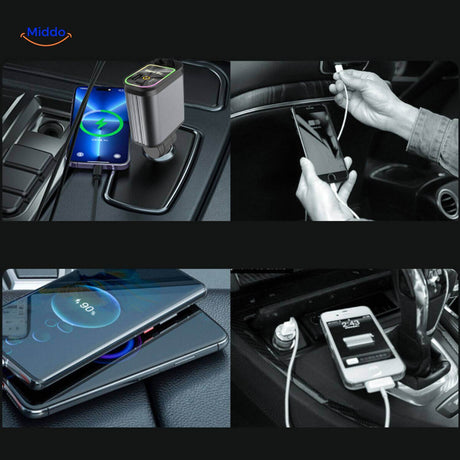 AutoCharge 120W with USB charging cable connected in vehicle