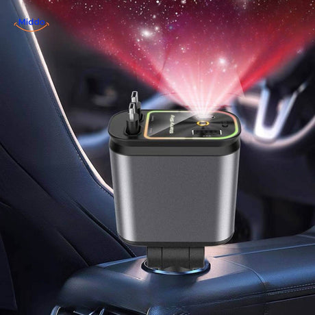 AutoCharge 120W charging station with illuminated RGB lamps in car mount