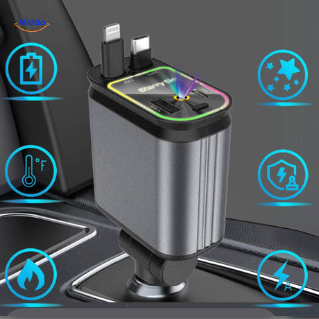 AutoCharge 120W charging station showcasing RGB light effects and technology