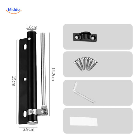 Professional black hydraulic door closer for safe, automatic door closure.