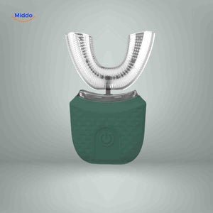 Automatic U-shaped sonic electric toothbrush available in trendy green color.