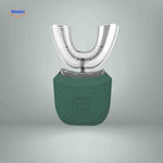 Automatic U-shaped sonic electric toothbrush available in trendy green color.