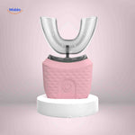 Automatic U-shaped sonic electric toothbrush available in soft pink color.