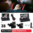 Baby car camera monitor complete dual setup with display and rear-seat camera.