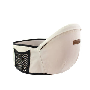 SnuggleSeat baby hip carrier in cream white color with clean product photography.
