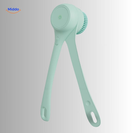 ReachEase back brush with extended ergonomic handle and stylish design.
