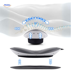 Back massager with 26-degree traction function for spinal alignment support.