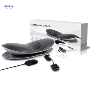 Complete back massager kit contents including remote control and packaging.