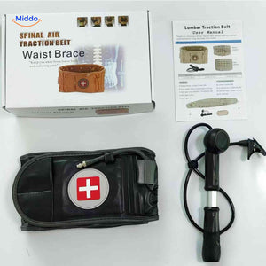 Complete back support belt set including box, manual and all accessories.