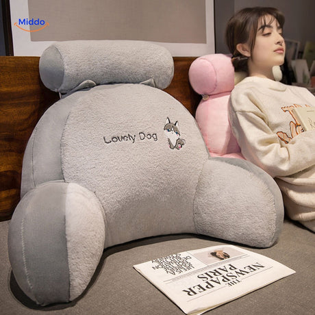 Soft lumbar pillow featuring blue dolphin design for comfortable back support.