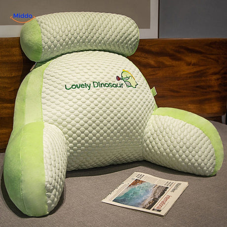 ComfyBack lumbar pillow in gray featuring cute dog design for back comfort.