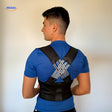 Adjustable back support posture corrector laid out flat showing the full brace and strap configuration.