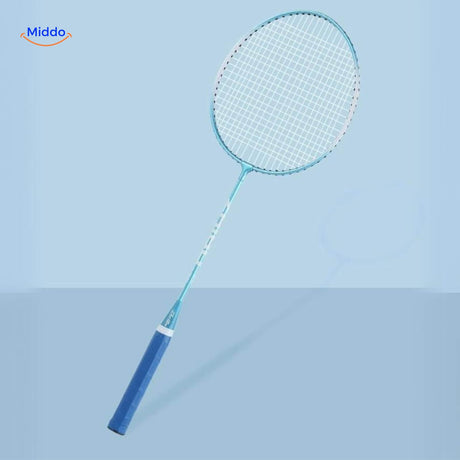 Close-up of Spinpro badminton trainer paddle and batting accessory