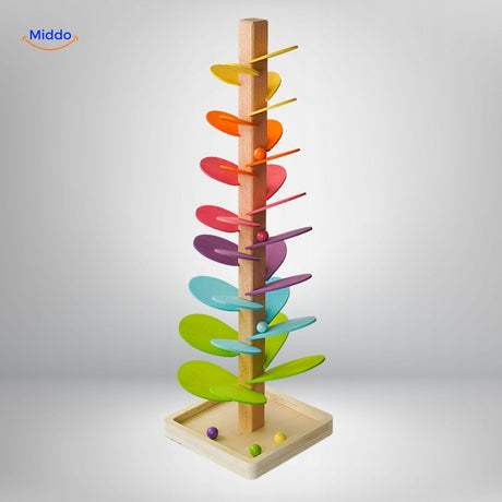 Step-by-step assembly guide showing stacked components and leaves.