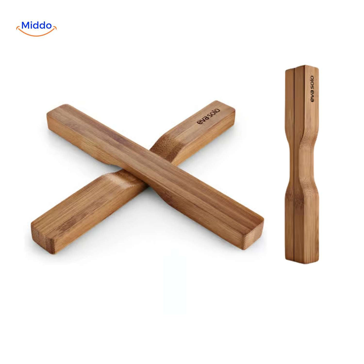Bamboo trivet with natural finish for warm, cozy table settings.