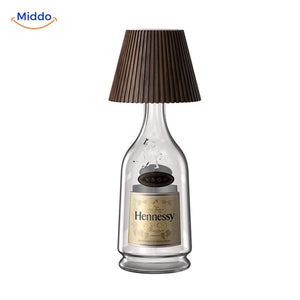 Stylish LED bottle lamp designed for bar counter and home bar decor.