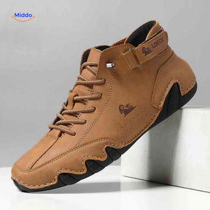 Brown leather barefoot shoes with sustainable design