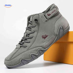 Modern grey leather barefoot shoes for natural movement