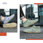 Light blue and green barefoot shoes for outdoor style