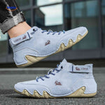 Light blue leather barefoot shoes perfect for outdoor wear