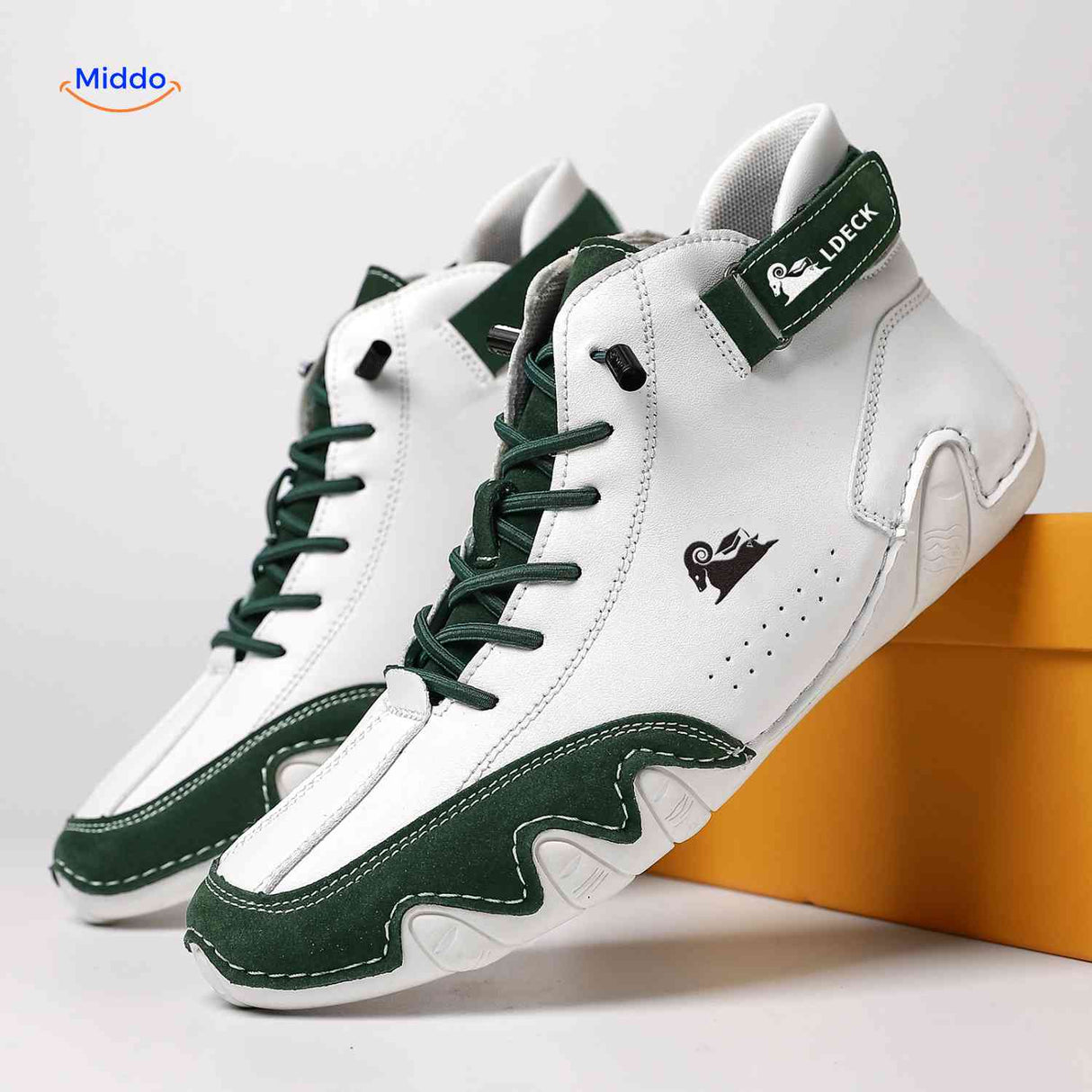Trendy white and green barefoot shoes for natural walking