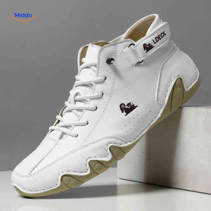 Stylish white leather barefoot shoes for men