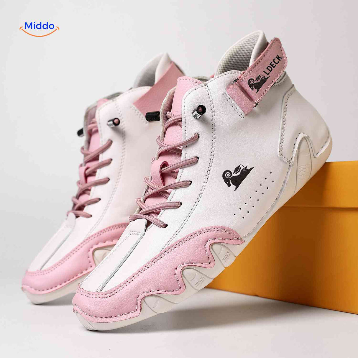 Fashion-forward white and pink barefoot shoes
