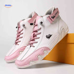 Fashion-forward white and pink barefoot shoes