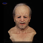 Realistic old man mask with beard and comprehensive aged facial details.