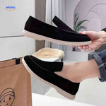 Black suede Beckwin loafers slip-on comfort shoes for men.