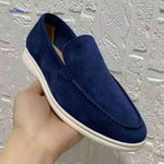Navy blue suede Beckwin loafers men's comfort slip-on.