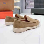 Sand suede Beckwin loafers with cream walking sole.